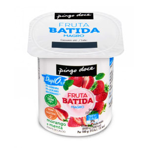 Imagem do produto Iogurte Magro de Fruta Batida Morango e Menta Pingo Doce (min. 4 un)